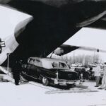 Nobody was thinking about this back then…good old US Air Force on the job then…You could tell the Airman was thinking hard then….?
The two USSS agent or Tech’s were thinking no scratches please! 

1955/1956 Cadillac